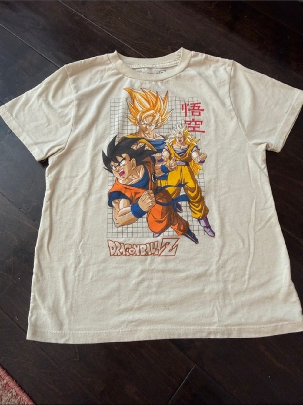 Kids Dragon Ball Z Graphic Tee - Cream with Yellow & Orange Characters size M